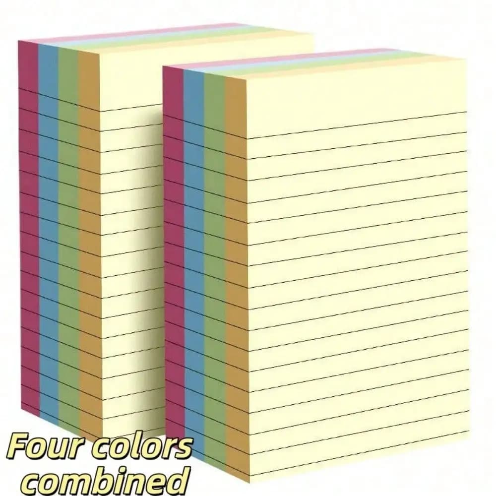 100/200 fogli di foglietti adesivi a righe in 4 colori, portatili, per studenti, per scrivere, autoadesivi, facili da applicare
