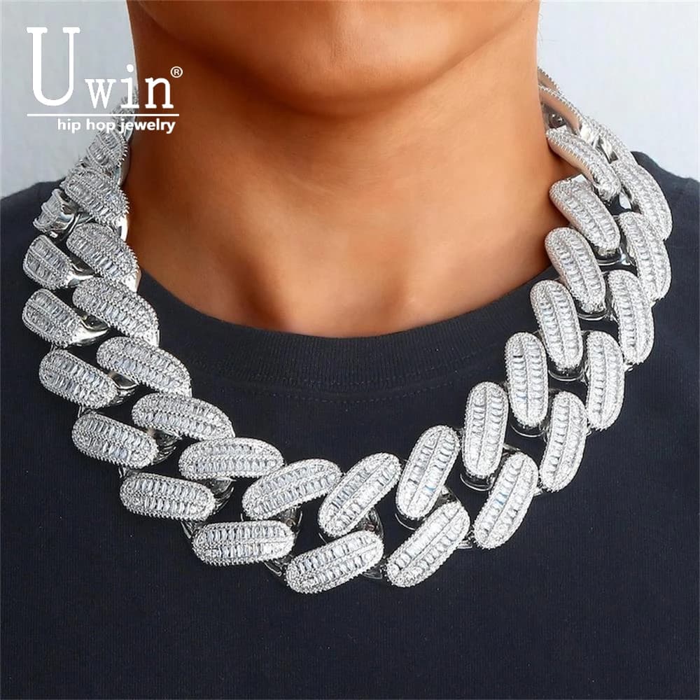 Collana Uwin con Catena Cubana Miami da 40mm, Pesante e Luccicante con Zirconi Cubici, Gioiello di Alta Qualità in Stile Hip-Hop e Punk, Ideale come Regalo