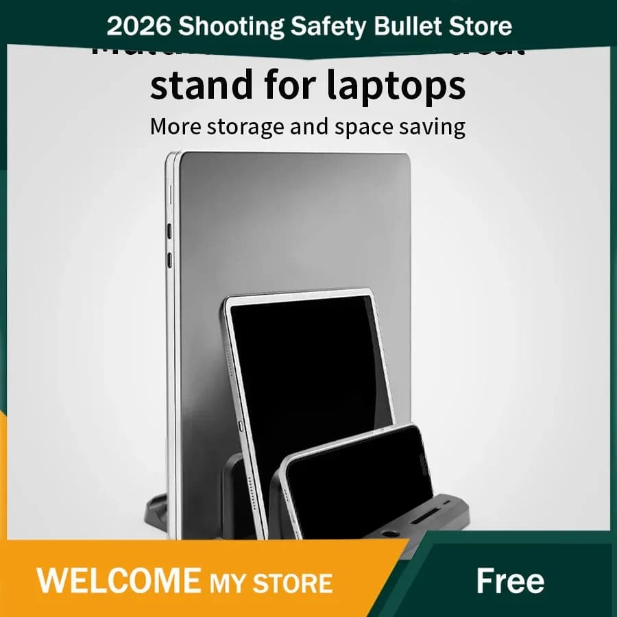 2026 Vertical Laptop Stand Plastic Portable Tablet/ Macbook/Phone Holder Adjustable Desktop Notebook Dock Space Save Tablet Ac