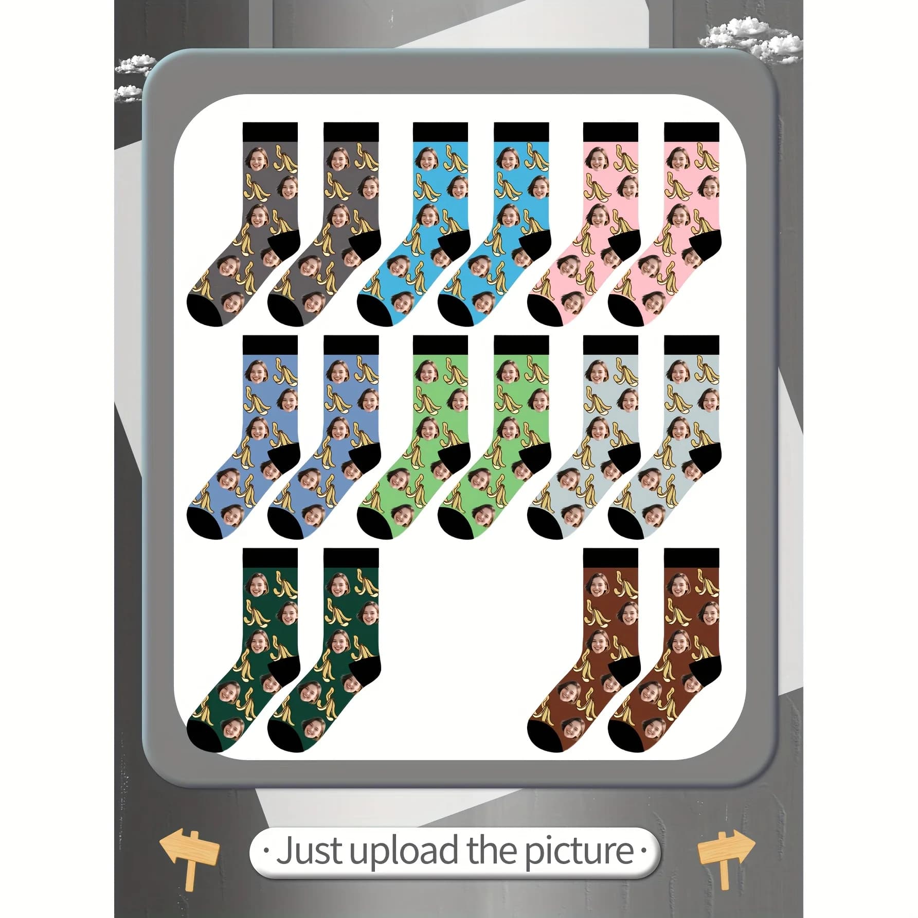 1 pair of women's medium tube socks with custom photo - you can customize any image, fun cartoon design, rich and colorful