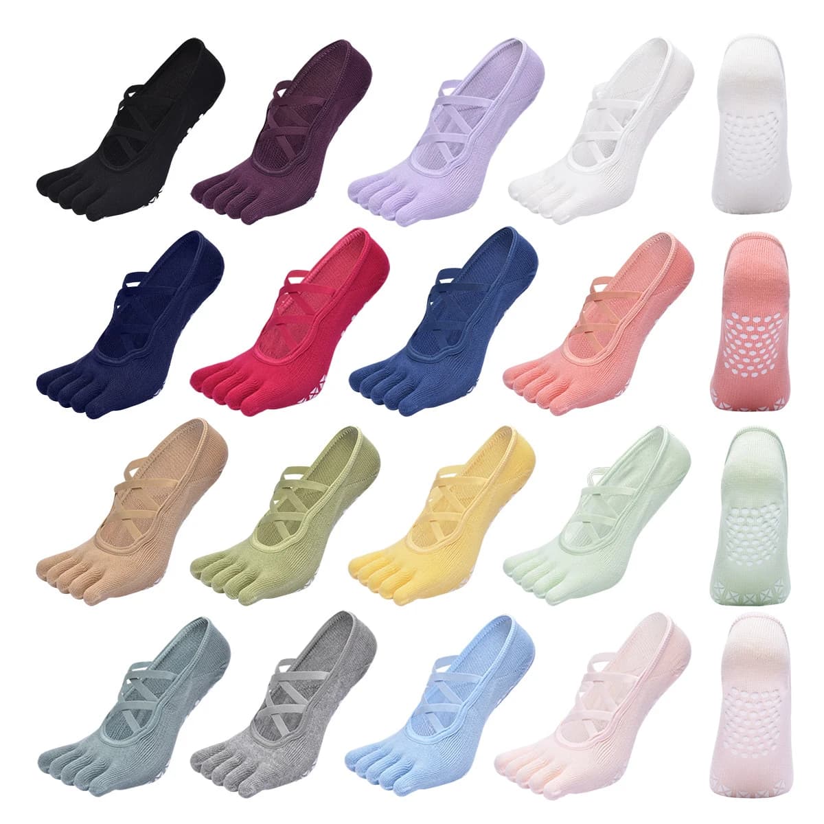 Breathable pilates socks with women's wrapping Women's non-slip cotton women's socks without back Sports socks for ballet classic five fingers