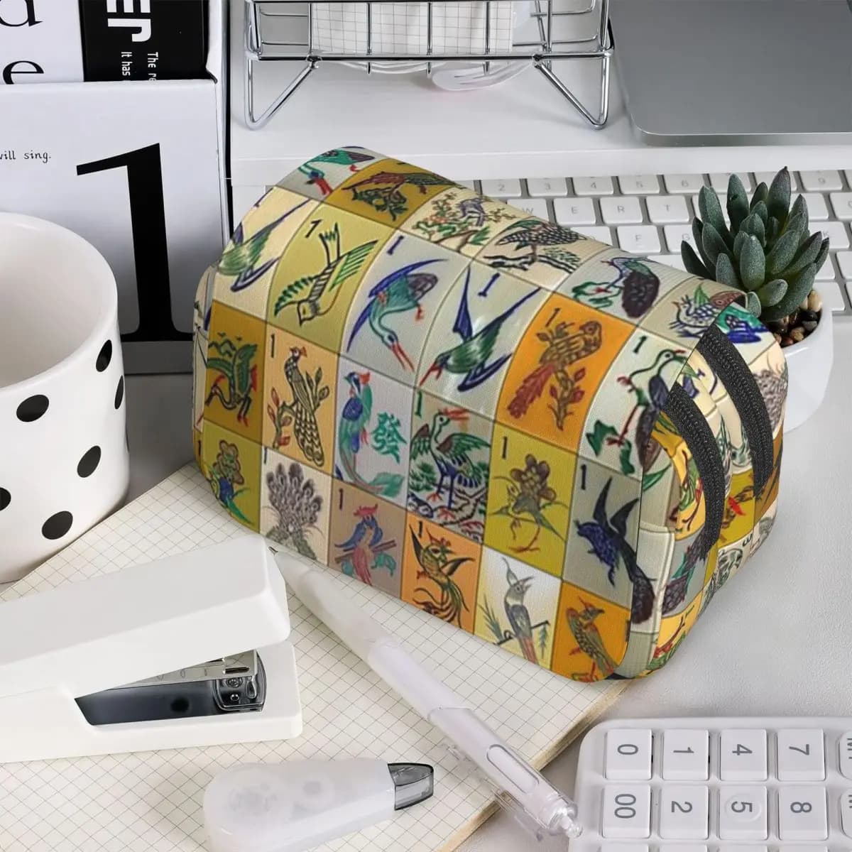 Astuccio Mahjong a forma di uccelli, portapenne per studenti, regalo, scatola per penne, borsa per cancelleria, portaoggetti per penne