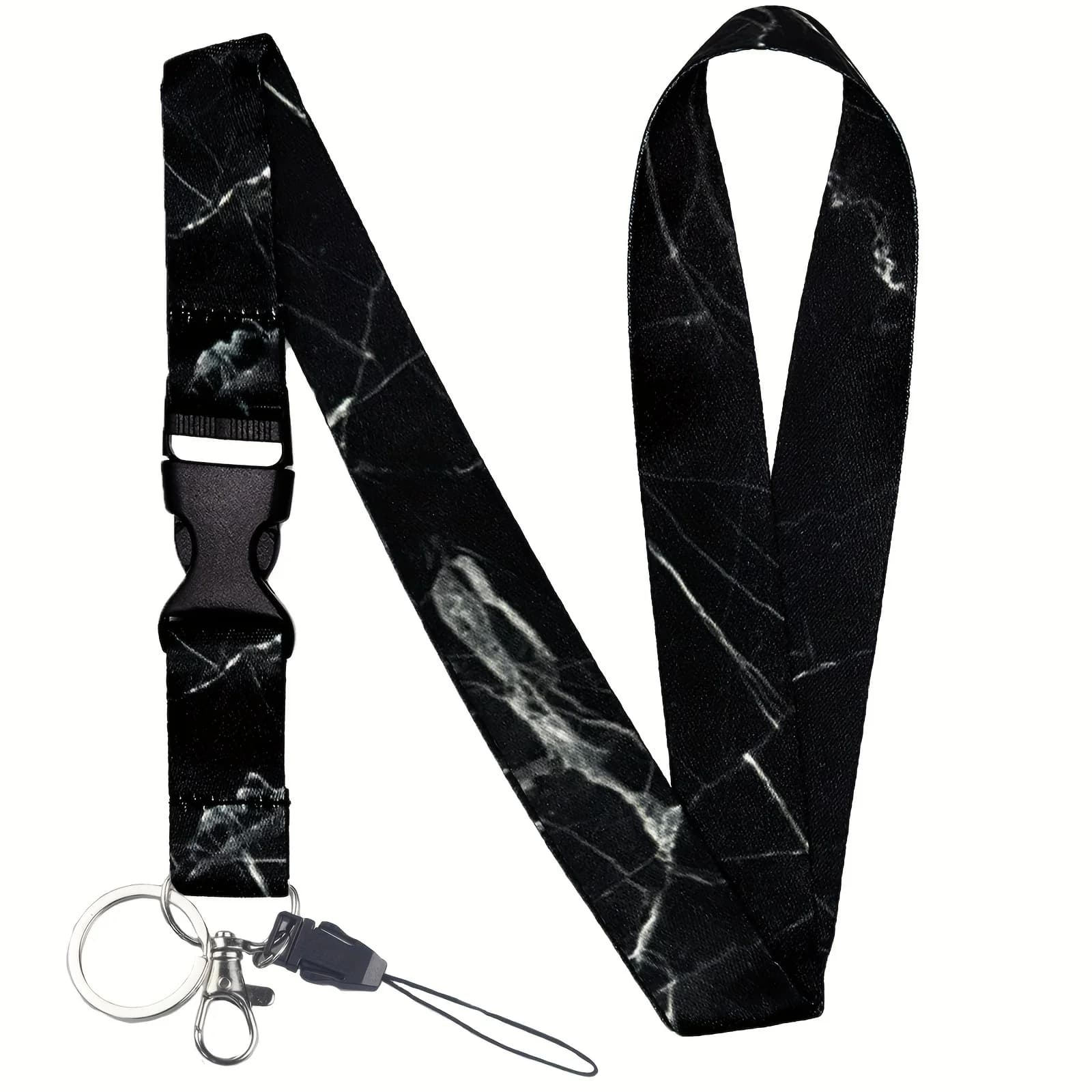Cordino per cellulare Moda Fibbia in marmo nero Tracolla Portachiavi Cordino per insegnante per porta carte d'identità Portachiavi Portachiavi regalo