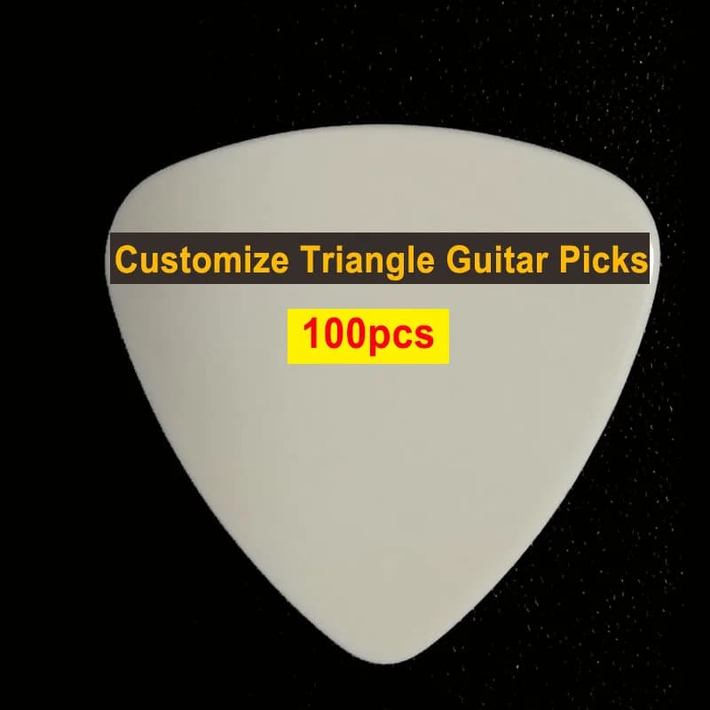 Personalizza plettri per chitarra a forma di triangolo, personalizzati, forma 346, celluloide bianco solido puro, 0.71mm, 0.96mm, 1.2mm, 100 pezzi