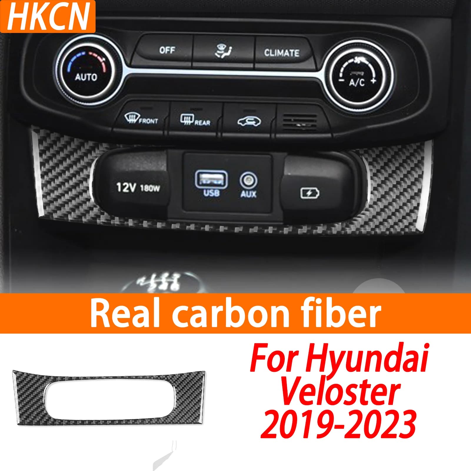 Per Hyundai Veloster 2019-2023, Pannello Centrale Accendisigari in Fibra di Carbonio, Adesivo Decorativo per Interni Auto