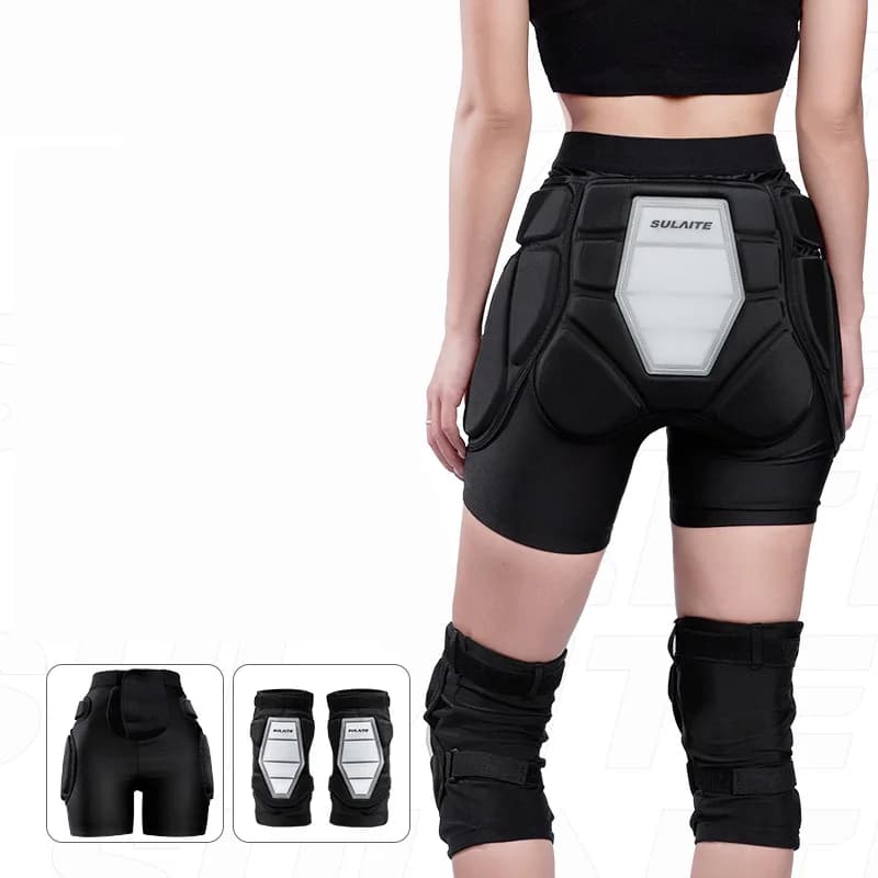 Pantaloncini Protettivi Imbottiti per Fianchi e Glutei con Protezioni in EVA e Silicone, con Ginocchiere per Ciclismo, Snowboard, Pattinaggio e Sport all'Aperto