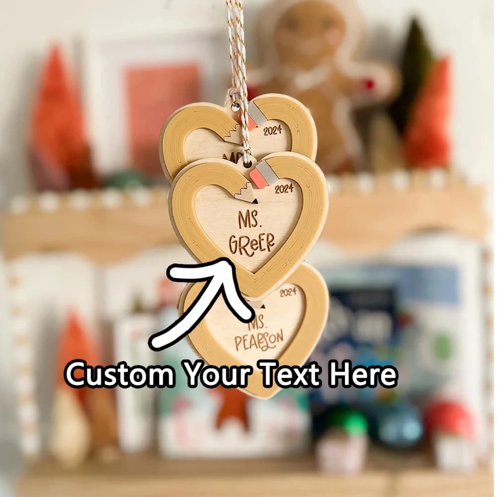 1 piece of custom wood ornament: custom engraved text and date, heart design, diy, laser etched, ideal for everyday and sweet use