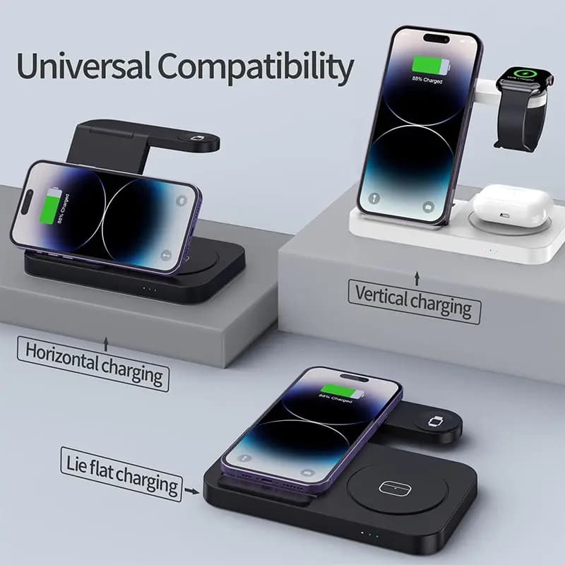 Foldable 4 in 1 wireless charging station for iPhone 16 15 14 13 12 Apple Watch 7/6