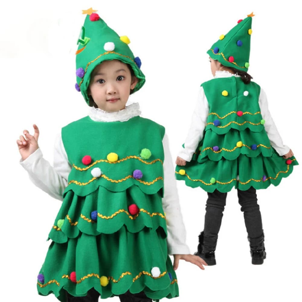 Bambini Verde Albero di Natale Costumi Cosplay Ragazze Bambino Festa di Natale Abito da principessa Capodanno Natale Elfo Set di vestiti Regali