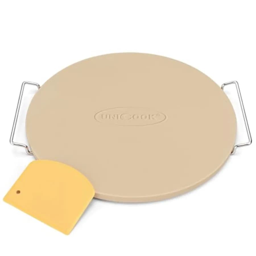 Round Pizza Stone for Oven and Grill 16 Inch, Oven Baking Stone for Bread, Cordierite Pizza Pan for Baking Crispy Bread and Coo