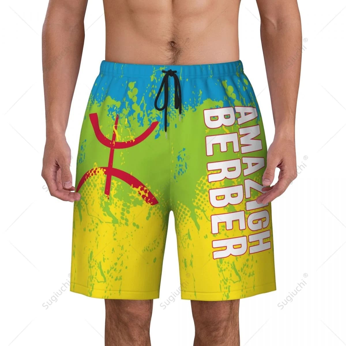 Pantaloni da spiaggia Amazigh Berber Flag da uomo pantaloncini da surf surf ragazzi calcio ciclismo costumi da bagno Running poliestere