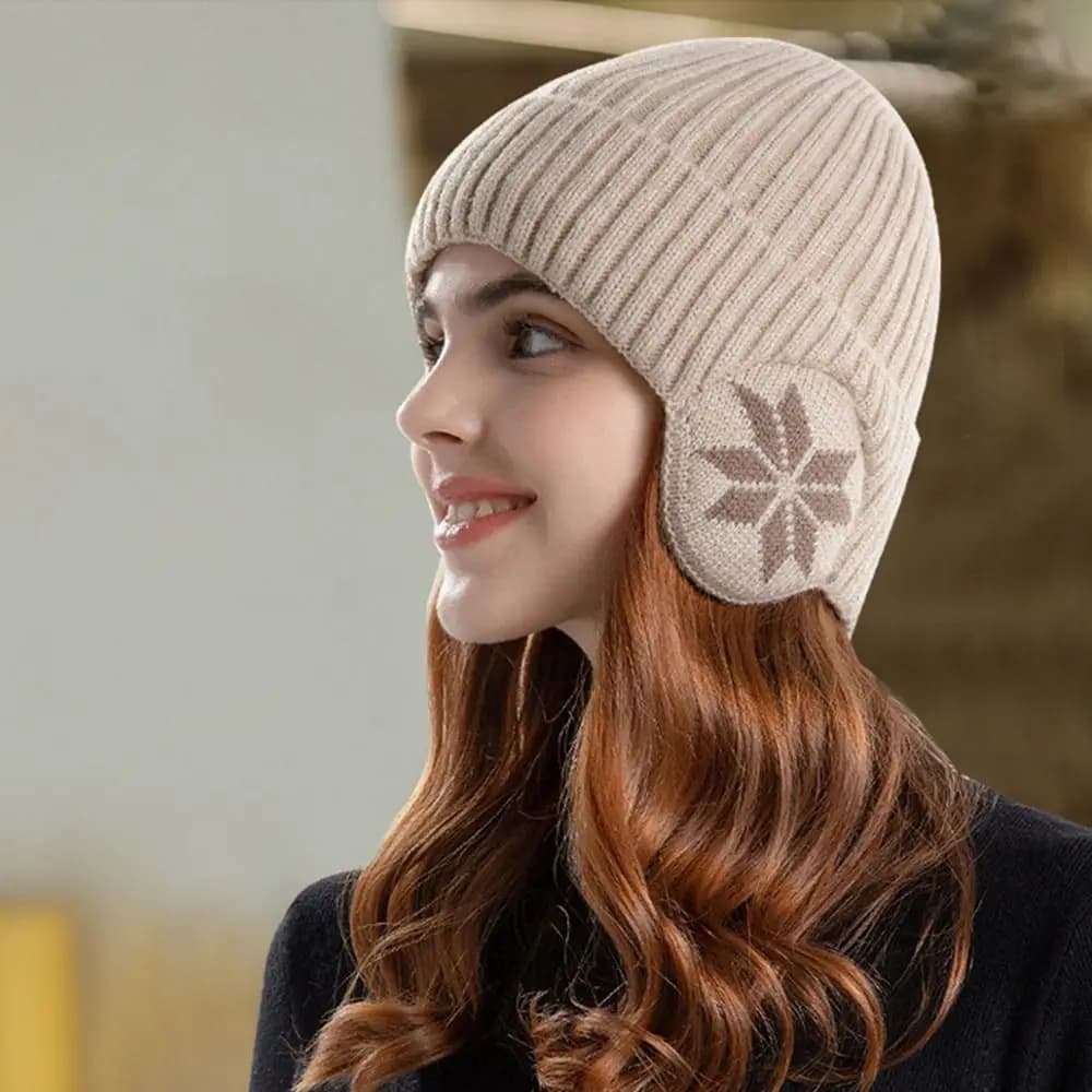 Fashion Casual Soft Plush Knitted Hat Thickened Windproof Ski Beanie Hat Plain Hats for Men Women Winter Supplies
