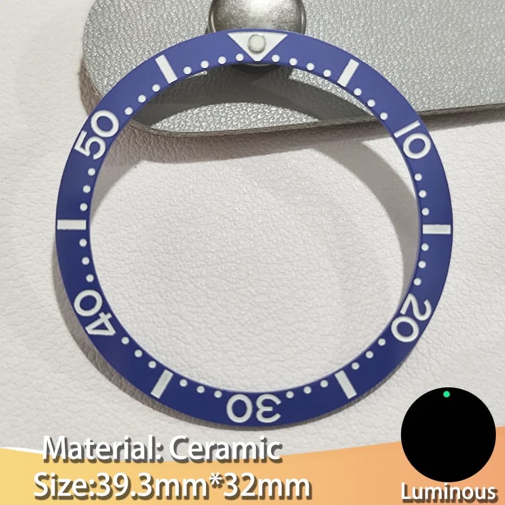 39.3 mm Flat Ceramic Bezel Luminous Men's Watch Replacement Watches Accessories Parts Insert Frames Underwater Bezel Ring NH 35