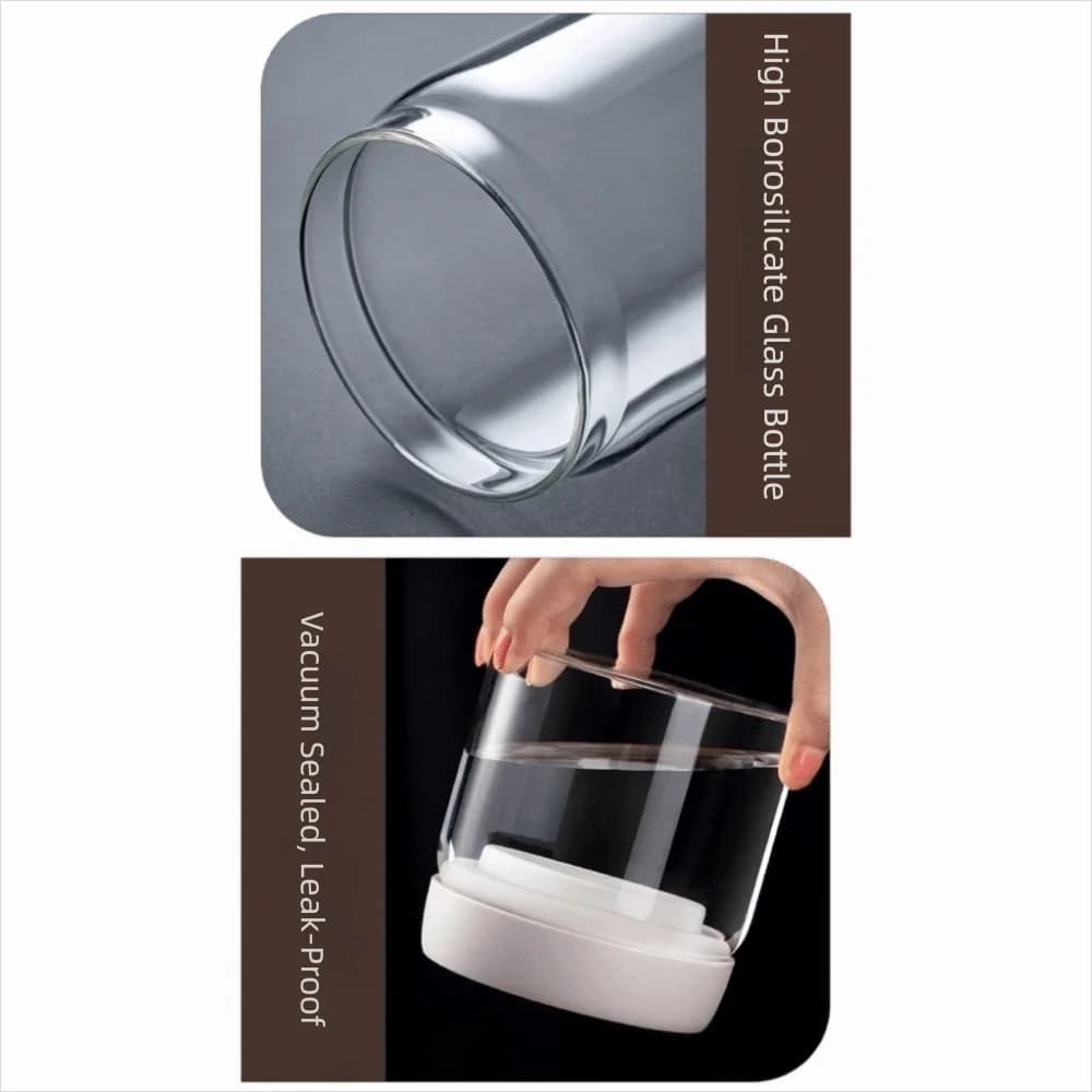 Moisture Proof Vacuum Sealed Jar Manual Press Type Coffee Bean Storage Jar Keep Fresh High Borosilicate Glass Airtight Container