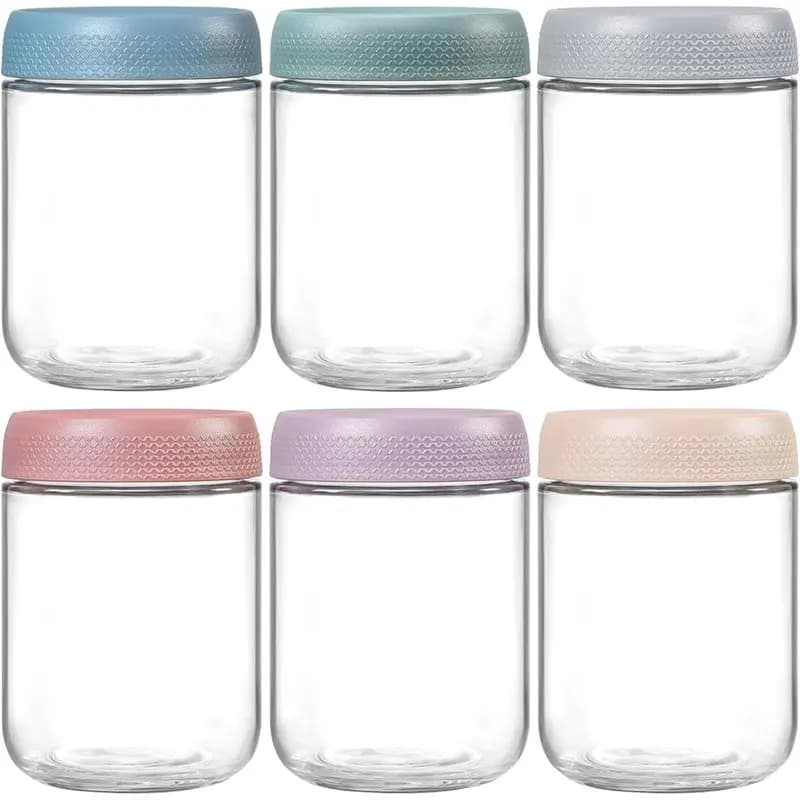 CHCH 6Pcs 500Ml Overnight Oats Containers With Lids, Glass Jars With Airtight Lids, Salad Jars, For Snacks Yogurt Spice Sugar