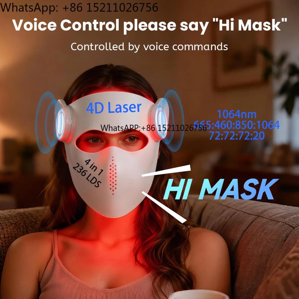 236 LEDs VCSEL Face Mask 665nm 460nm 850nm 1064nm Infrared Light Therapy Food Grade Silicone - Tightening Machine