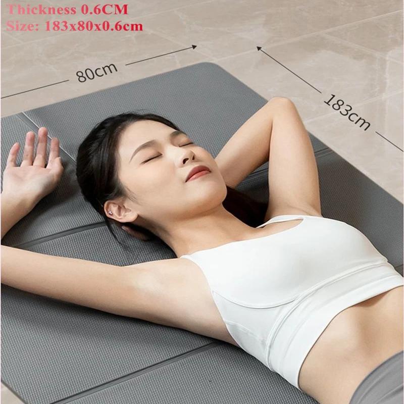 183x80 cm 6mm Addensare Tappetino antiscivolo Pilates Pavimento Yoga Per uso domestico Pieghevole portatile Tappetino Yoga TPE antiscivolo Tappetino fitness Training
