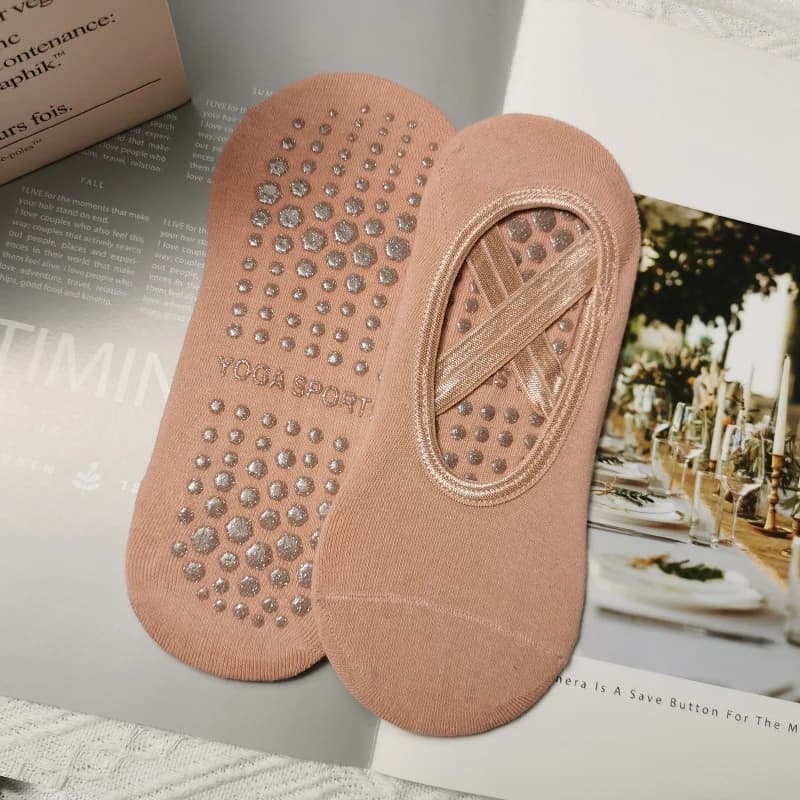 Calzini antiscivolo per Pilates da donna, calzini a piedi nudi con fascia elastica, calzini antiscivolo in cotone per yoga, accessori a piedi nudi da donna, calzini da danza