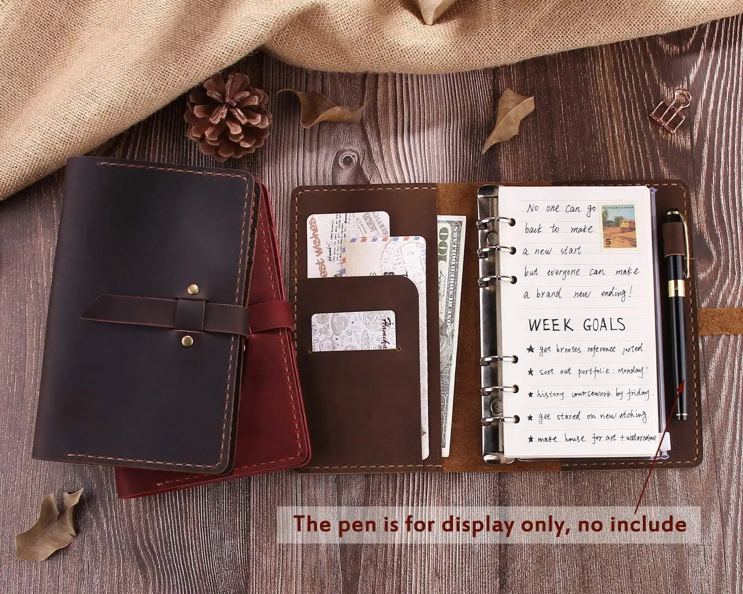 New Genuine Leather Journal Writing Notebook, A6 Ring Binder Refillable Diary Notepads, Vintage Handmade Travel Organizer