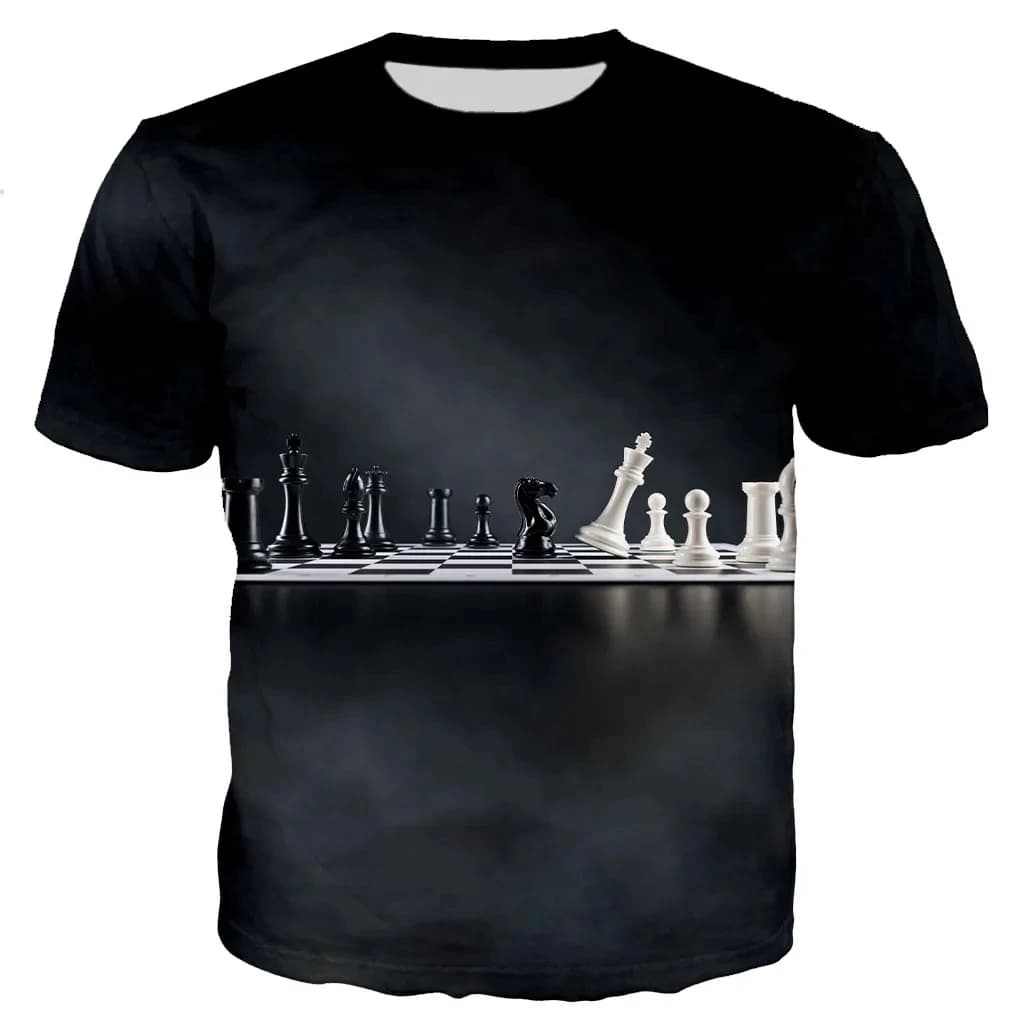Nuovo design Scacchi Grafica T-shirt Estate Per il tempo libero Moda Uomo T-shirt Stampa 3D Hip Hop Tees Girocollo Manica corta Street Tops