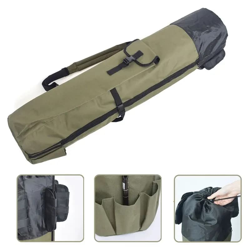 Borsa per canna da pesca Cilindro in tessuto Oxford Borsa per mulinello da pesca Borsa per attrezzatura per attrezzatura da pesca professionale Custodia per canna da pesca portatile