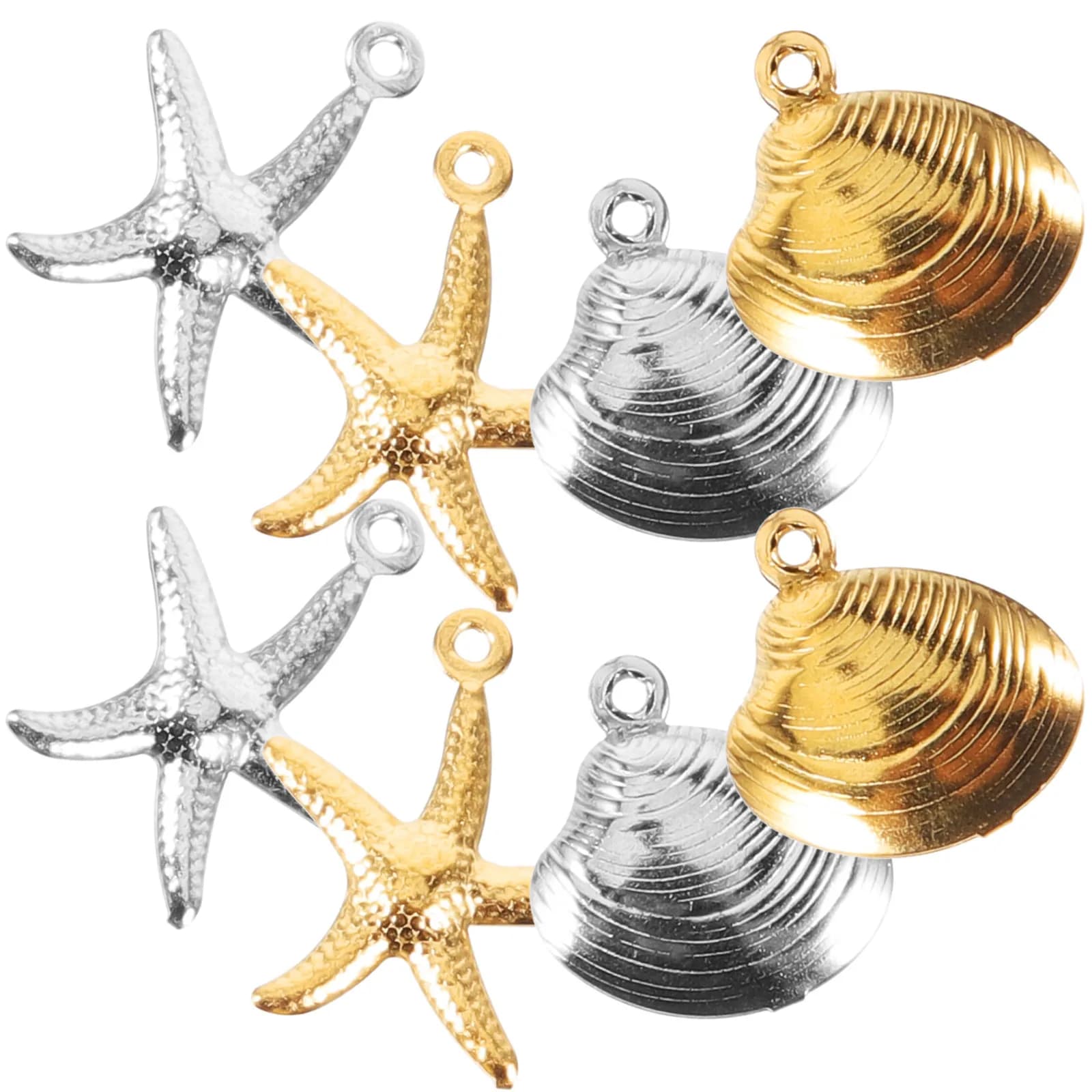 Set di Ciondoli a Forma di Stella Marina e Conchiglia in Acciaio Inossidabile per Creazione di Gioielli Fai-da-Te, Orecchini, Pendenti, Bracciali, Collane, Accessori Fatti a Mano