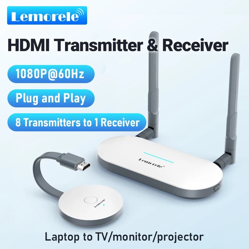 Wireless HDMI Video Transmitter and HDMI/ VGA Extender Display Adapter Dongle for TV Monitor PC Switch Projector