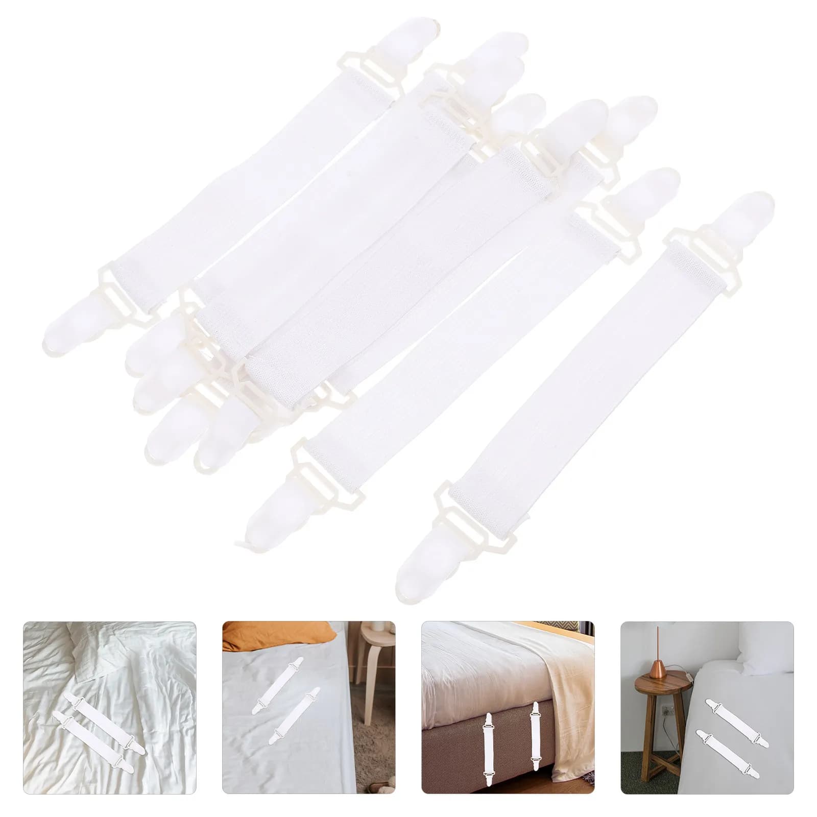 8Pcs Bed Sheet Straps Elastic Buckles Anti-Slip Holders Secure Quilt Mattress Sheet Clips Fasteners Bedsheet Clips/straps