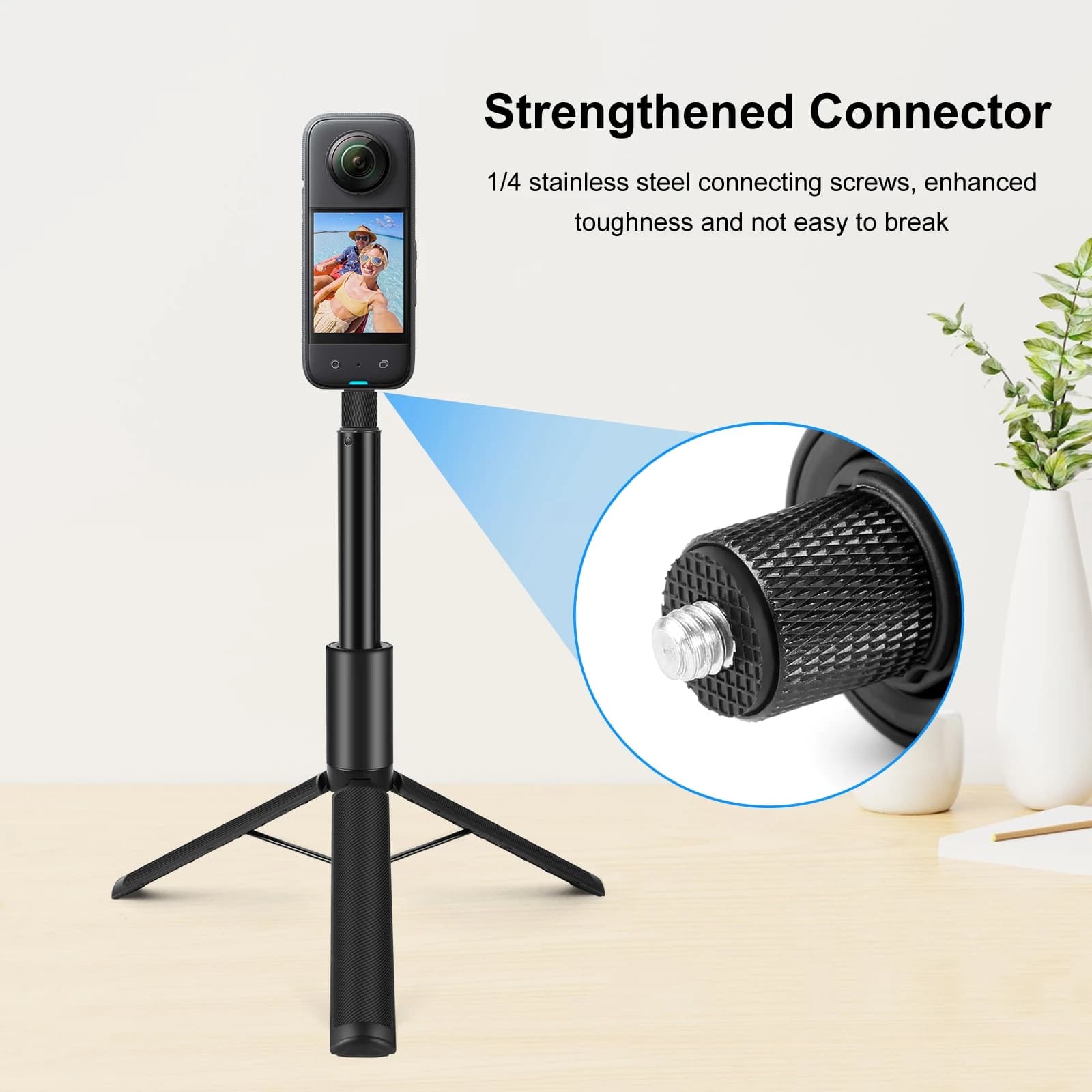 PULUZ 1.22m Bastone selfie invisibile retrattile con treppiede per accessori per action camera panoramica Insta360 X5 X4 / X4 Air / X3
