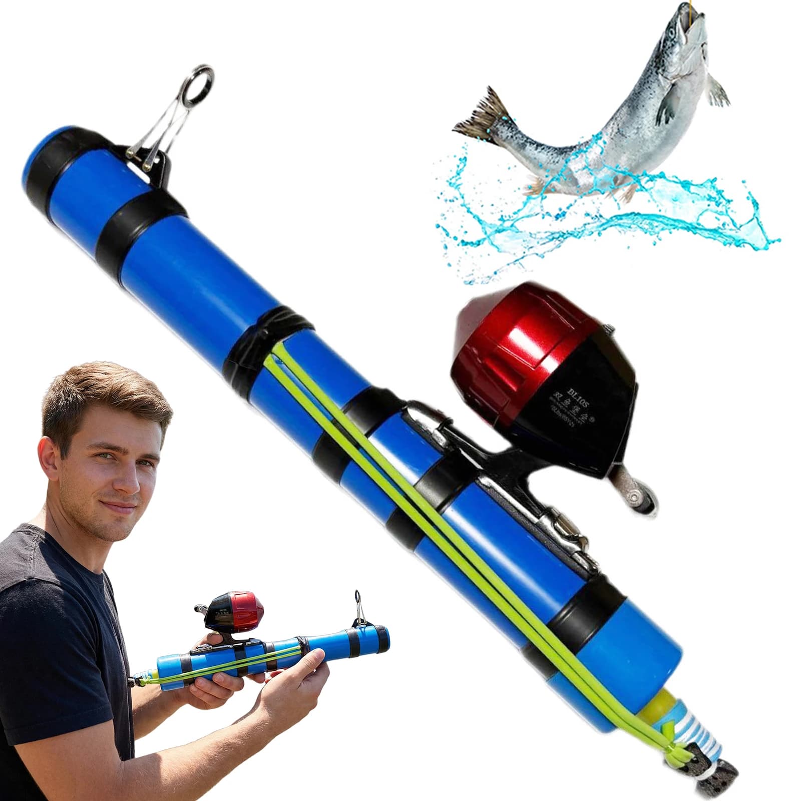 Lanciatore di esche Strumento per la pesca Riutilizzabile compatto Catapulta da pesca Supporto per asta Attrezzatura per esche per pesci per spigola Trota Pesce gatto Acqua salata