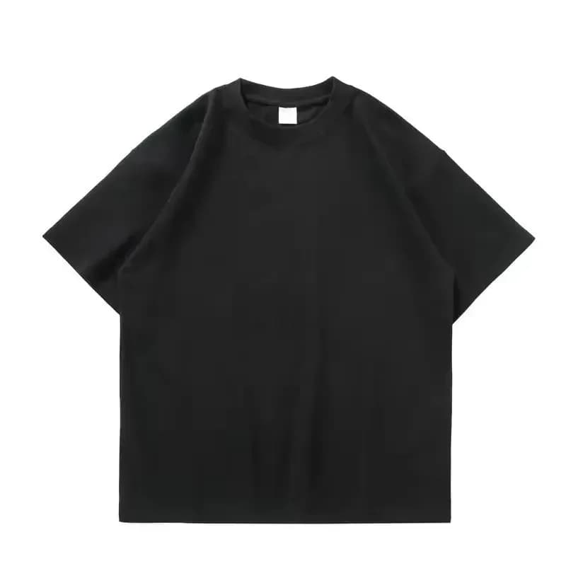 Black White Heavy-duty Pure Cotton T-shirt Thickened Threaded Round Neck Short Sleeves Three Needle Half Sleeve Tees