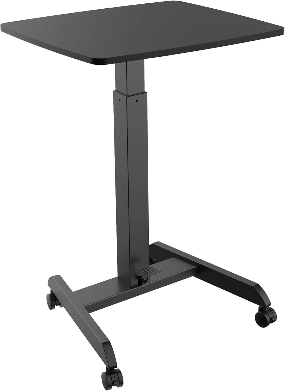 Rolling Laptop Desk Adjustable Height (29.6”-44.2”), Mobile Workstation Cart with 23.6” x 20.5” Desktop, Small Sit-Stand Desk fo