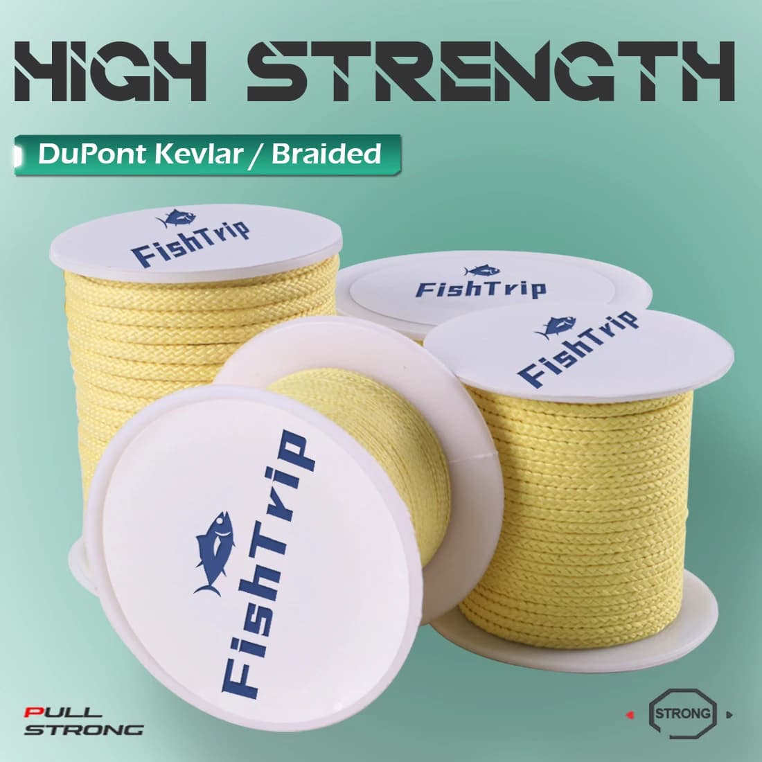 FishTrip 50lbs ~ 5000lbs intrecciato Kevlar Line Kevlar lenza filo rotolo ad alta resistenza Fishing Assist Cord corda esterna
