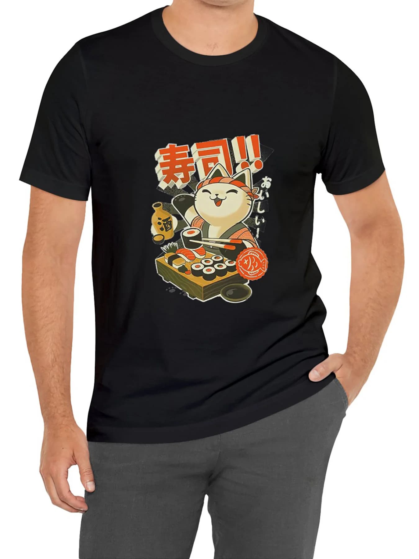 T-shirt comoda in cotone con stampa di coniglio cartone animato, maglietta girocollo elasticizzata stile street casual da uomo per l'estate