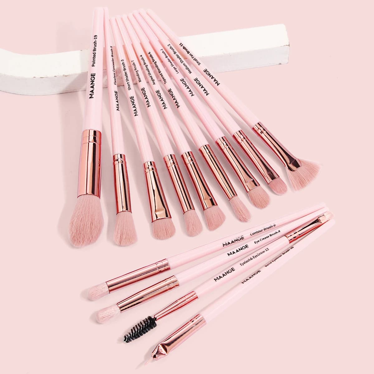 MAANGE Set di 13 Pennelli per Trucco Occhi, Pennello per Ombretto, Pennello per Eyeliner, Pennello per Ciglia, Pennello Illuminante, Pennello Dettaglio, Regalo di Bellezza per Signore
