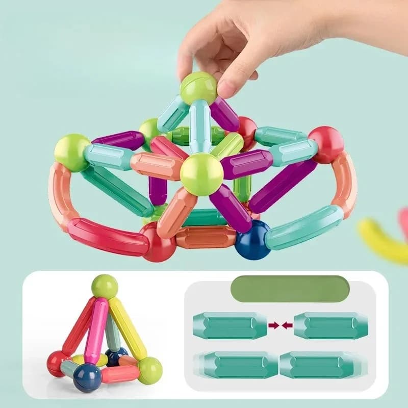 Assembled Magnetic Building Blocks Cube Set Early Education Toys Brain Development Puzzle for Baby Creative Magnetic Rod Toy