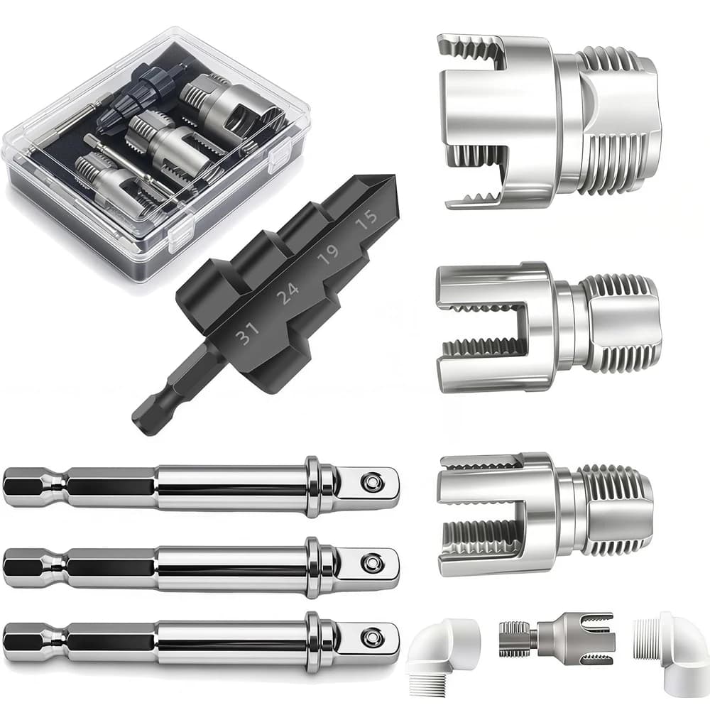 Pipe Threading Kit Burr Free Step Drill Bit Alloy Steel Hex Shank Tube Thread Cutter Set for 1/2 3/4 1 Inch PPR PE Plumbing
