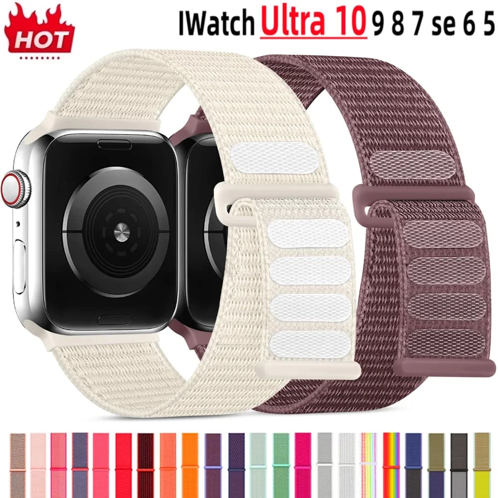 Nylon strap for Apple Watch 10 42mm 46mm Ultra 2 49mm breathable spare strap for IWatch 9 8 7 6 5 4 3SE 45mm 41mm 44mm