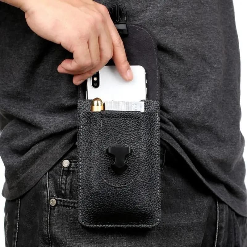Men Cellphone Loop Case Props PU Leather Belt Waist Bag Purse Phone Wallet Running Pouch Travel Camping Bags Soft