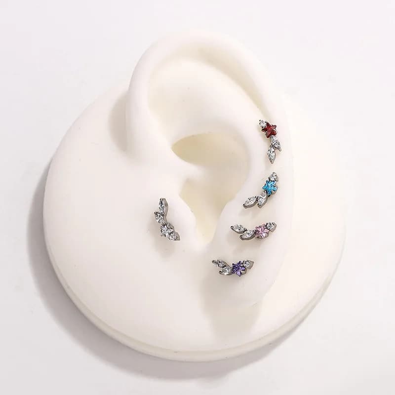 F136 Titanium Star Horse Eye Zirconia Lip Piercing Internal Thread Labret Tragus Helix Cartilage Nose Jewelry Earrings
