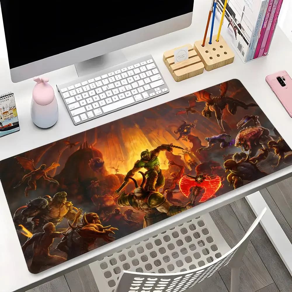 Gioco D-DOOMS E-Eternal Mouse Pad Compleanno Gaming Bordo di bloccaggio Grande computer Gamer Grande gomma Art Mousepad Tappetino da scrivania per laptop