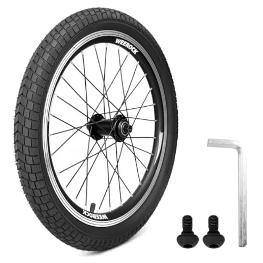 Ruota Anteriore Bicicletta 18 Pollici - 14Gx32H Raggi con Nippli in Ottone ED - Ruota Anteriore 100mm con Pneumatico e Camera d'Aria 18 Pollici