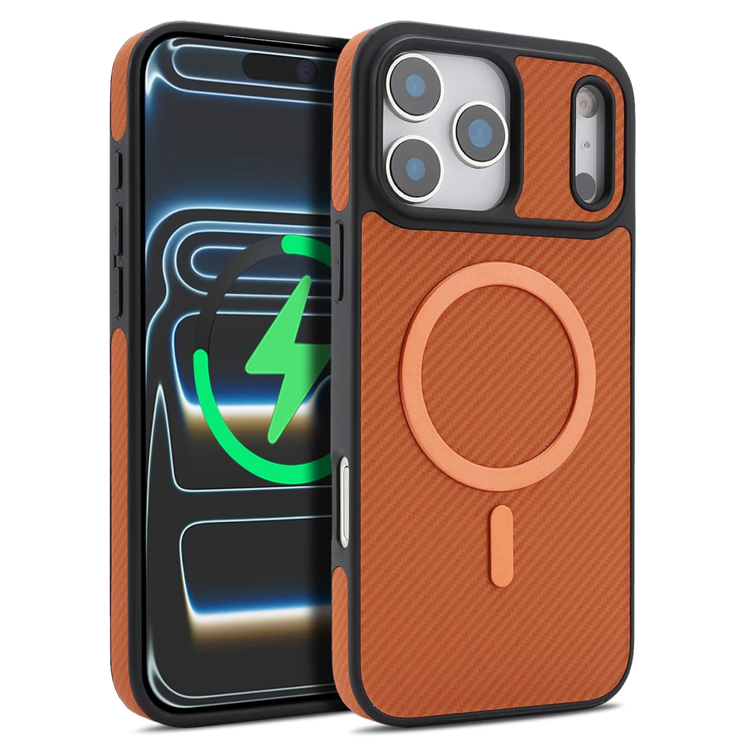 Custodia in pelle magnetica per iPhone 17 16 15 14 13 12 Pro Max Air Cover Texture in fibra di carbonio Morbida opaca Mag-safe Custodia antiurto