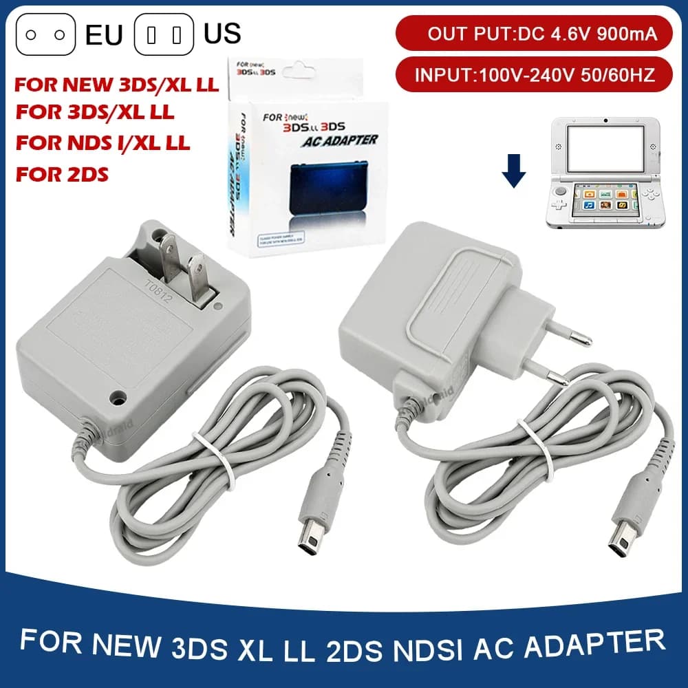 Caricabatterie con spina EU/US, adattatore CA 100V-240V per NEW 3DS XL LL, alimentatore CA per console di gioco DSi, DSi XL, 2DS, 3DS, 3DS XL