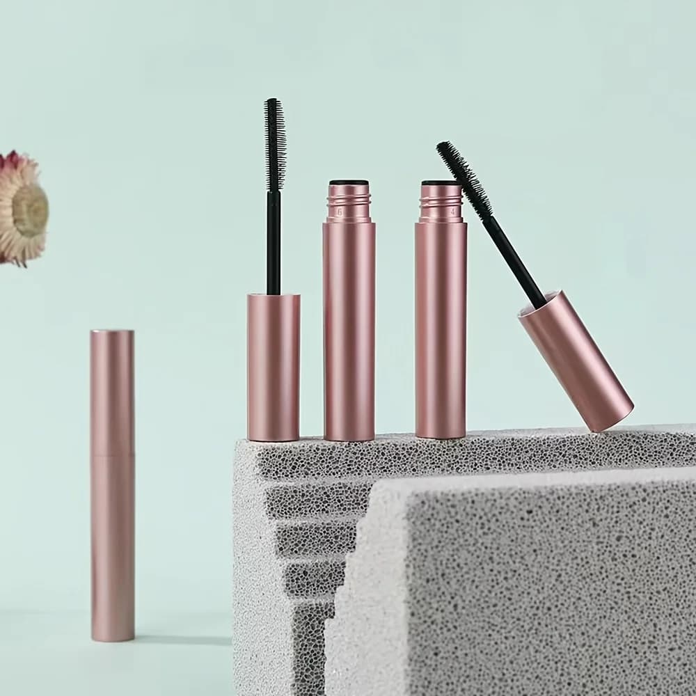 3pcs 4ml Refillable Containers Empty Mascara Tube Bottle with Soft Brush Portable Refillable Cosmetic Makeyup Tool, Rose Gold