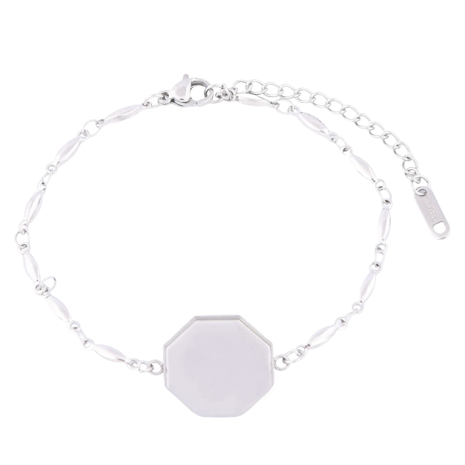 3 pezzi in acciaio inossidabile da 18 mm con base per bracciale cabochon esagonale, braccialetti a catena fai da te, accessori per la creazione di