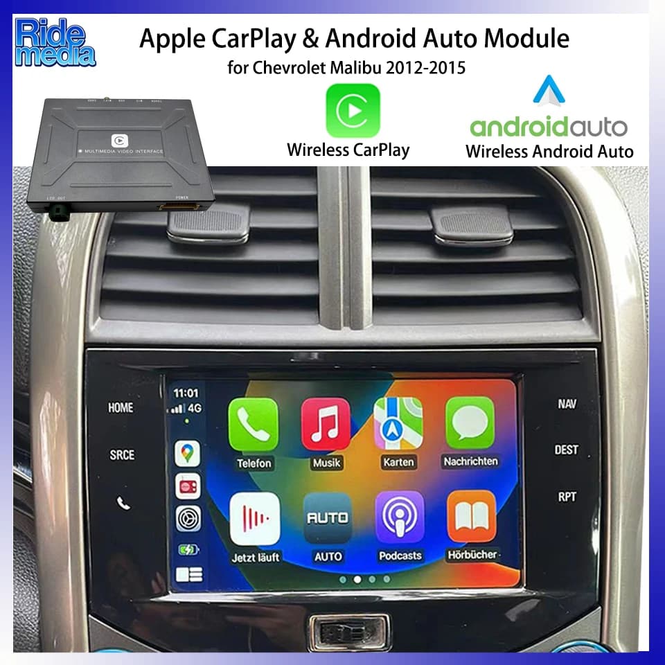 Modulo di Integrazione Android Auto e Apple CarPlay Wireless RideMedia OEM per Chevrolet Malibu 2012-2015