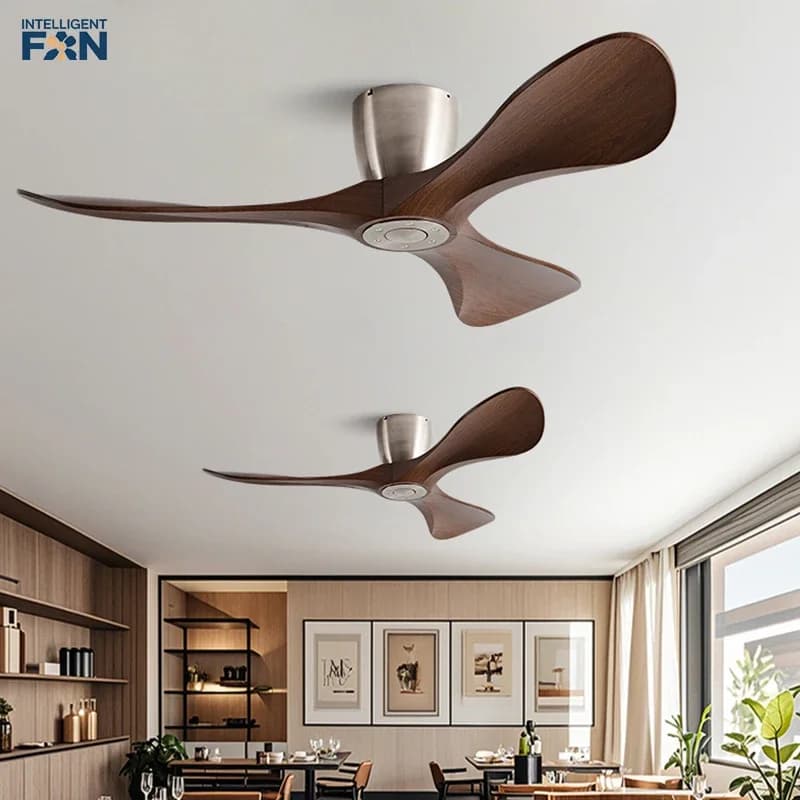 42/52/60 Inch Widened DC Motor Ceiling Fan with LED Light and Remote - 6-Speed Silent Deal NO Light for Low Ceilings for Bedroom