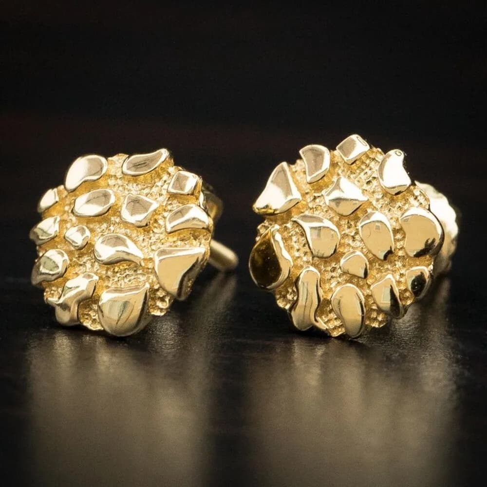Orecchini a Perno con Pepite d'Oro Naturale per Donne, Gioielli Placcati in Oro 18K, Regalo per Feste