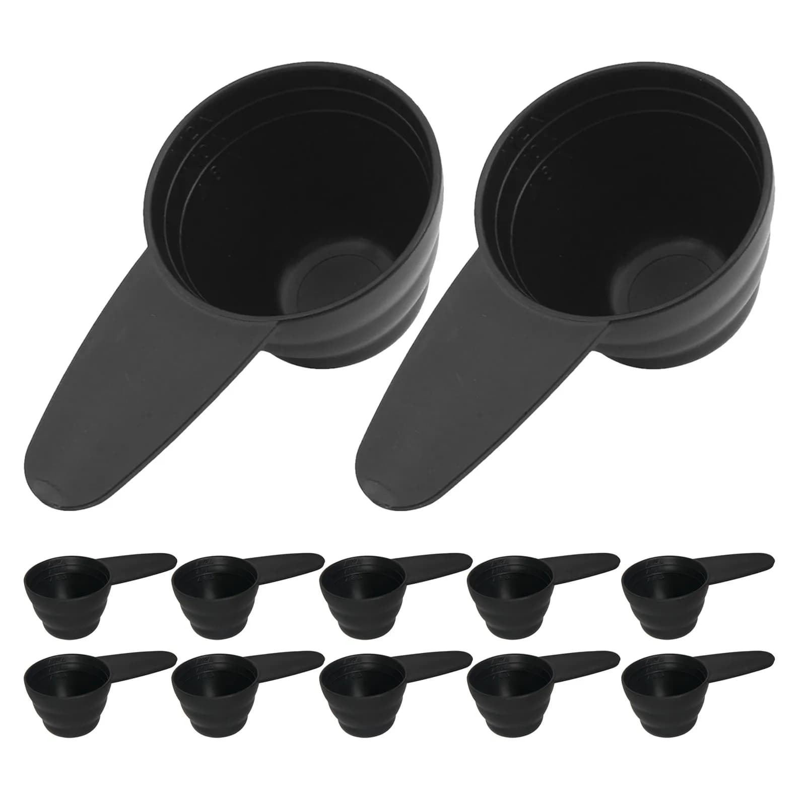 12Pcs Black Plastic Measuring Scoop Set for Coffee Protein Powder Baking Flour Sugar Meal Prep Supplement Kitchen Powder